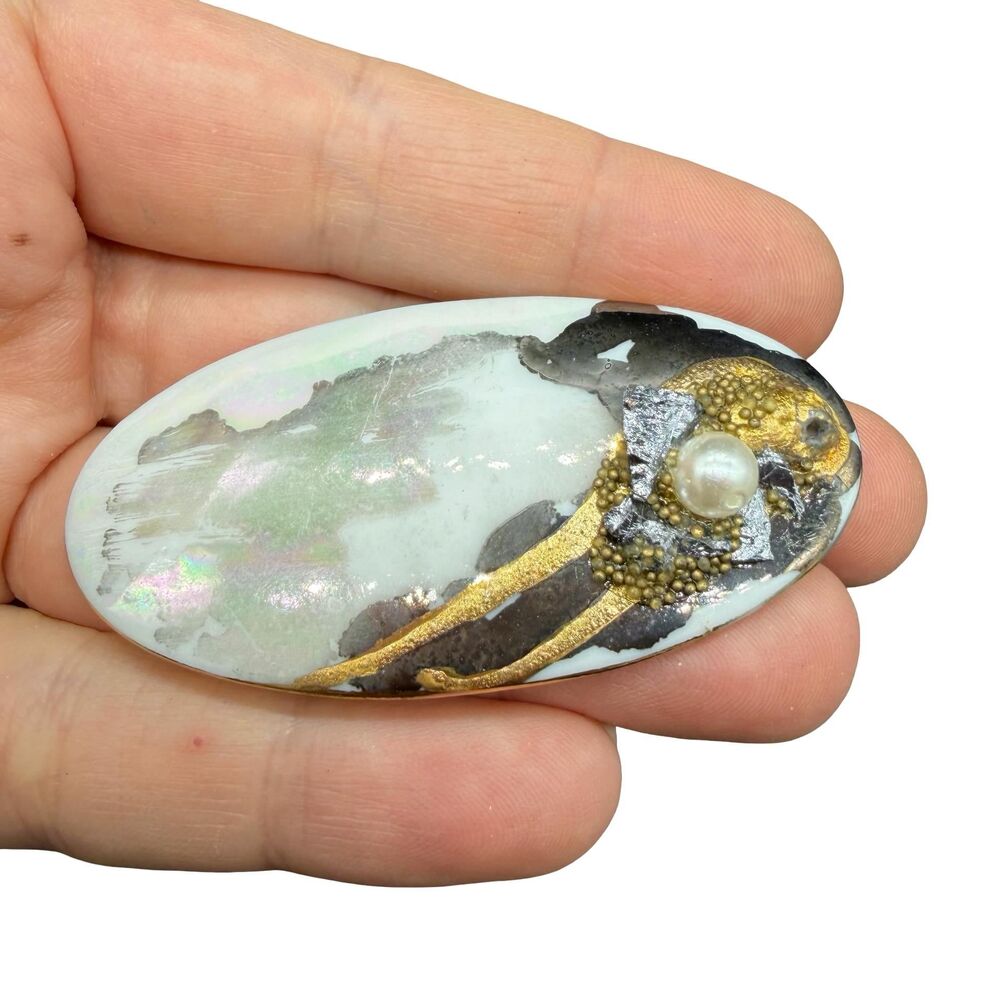 Vintage Jewelry Abstract Art Oval Brooch Unique pin
